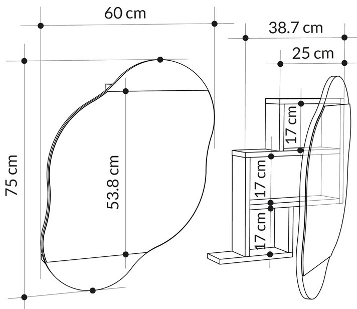 Καθρέπτης μπάνιου Cloud Megapap χρώμα λευκό 60x13x75εκ. - GP037-0218,1