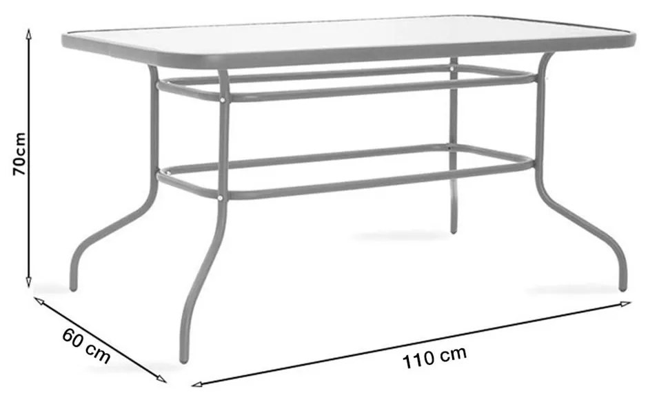 Τραπέζι κήπου Carlos Μεταλλικό με Γυαλί Καφέ 110x65x72 εκ. 110x65x72 εκ.