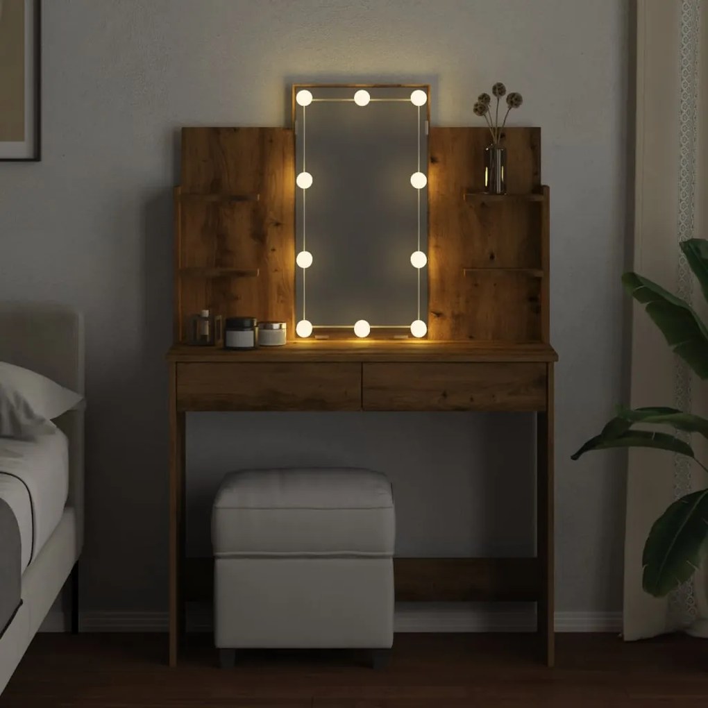 Μπουντουάρ με LED Φώτα τεχνίτης Δρυς 96x40x142 εκ. 857026
