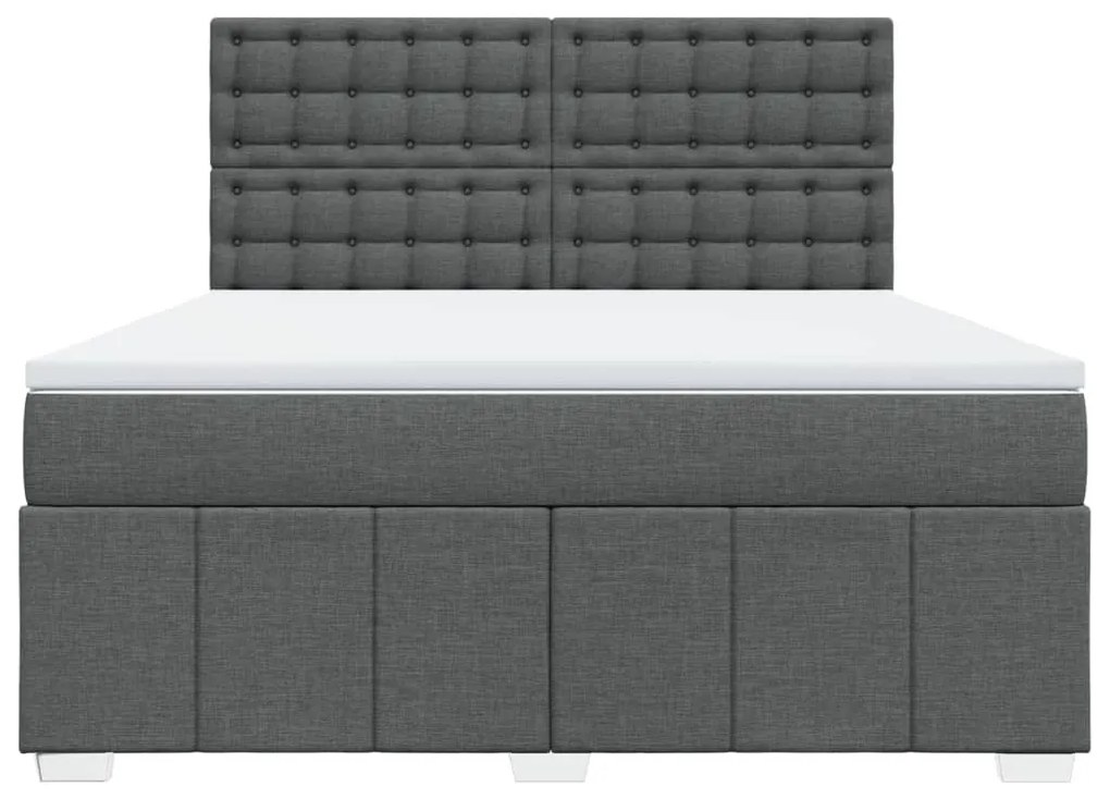 Κρεβάτι Boxspring με Στρώμα Σκούρο Γκρι 180x200 εκ Υφασμάτιν - Γκρι