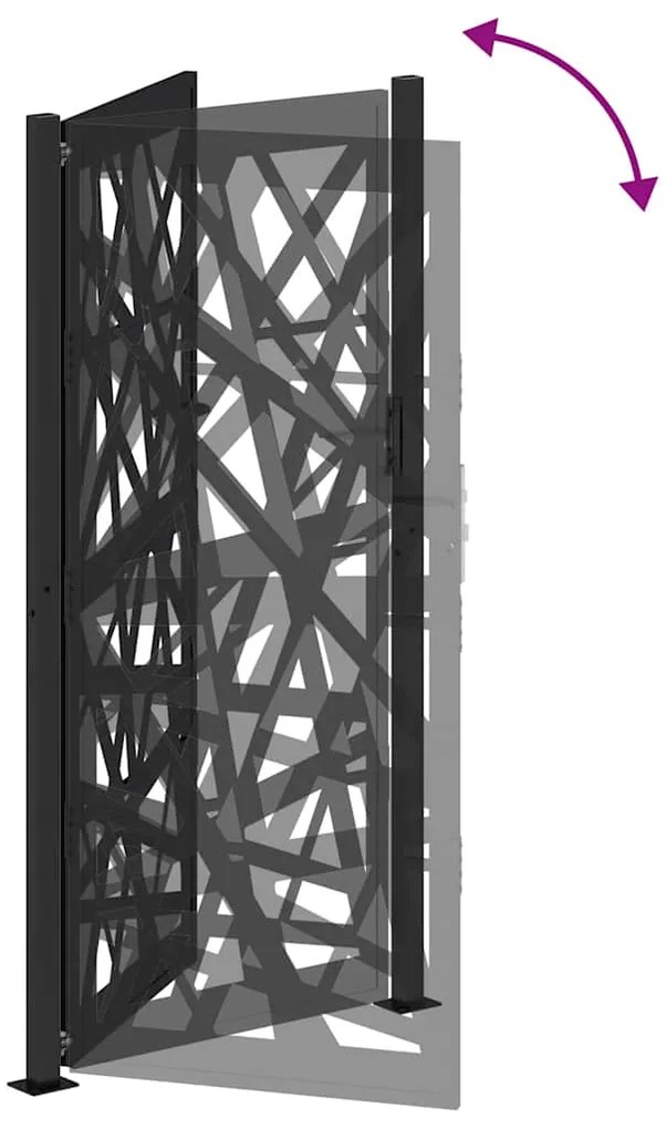 Πύλη κήπου Μαύρη 105x205 cm Ατσάλινη ελαφριά σχεδίαση - Μαύρο