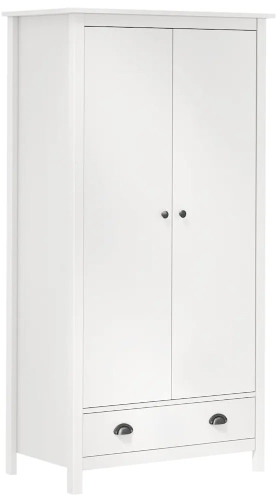 vidaXL Ντουλάπα Hill Δίφυλλη Λευκή 89x50x170 εκ. Μασίφ Ξύλο Πεύκου