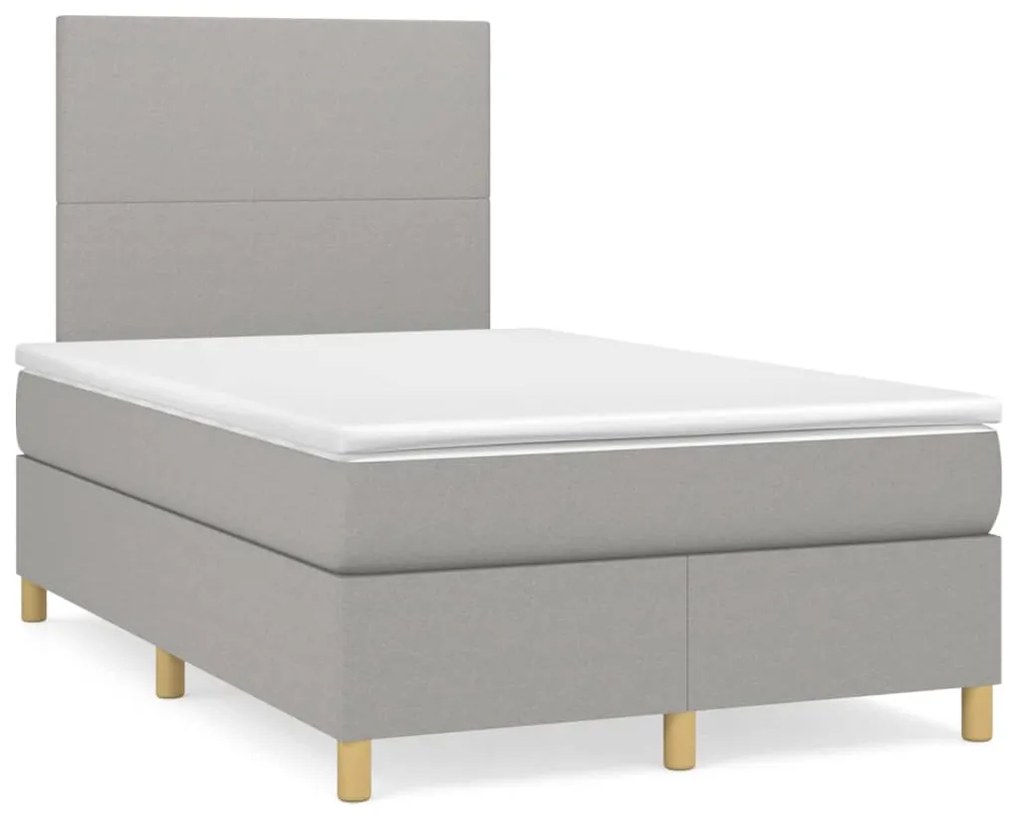 vidaXL Κρεβάτι Boxspring με Στρώμα &amp; LED Αν.Γκρι 120x190εκ. Υφασμάτινο