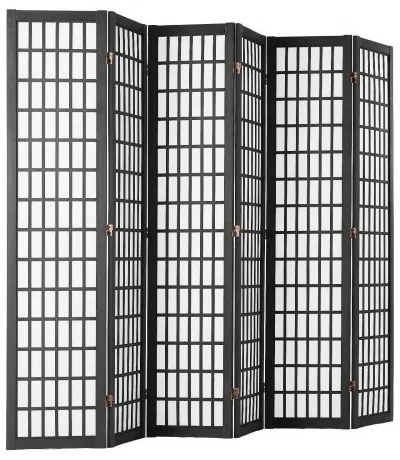 VEVOR Room Divider Japanese Wall Divider 4 Pane for Room Separation (Black)
