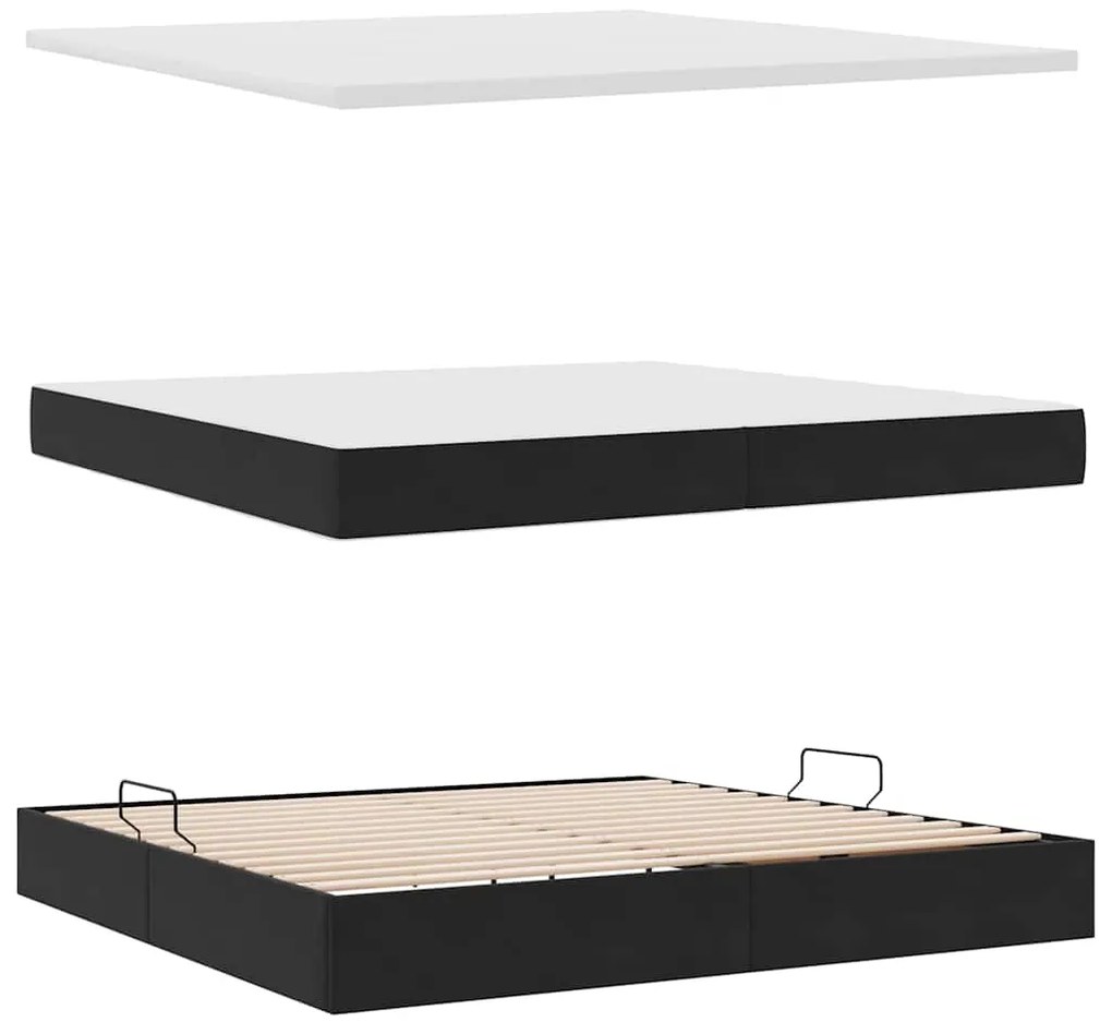 vidaXL Κρεβάτι Αποθήκης με στρώμα Μαύρο 200 x 200 cm Βελούδο