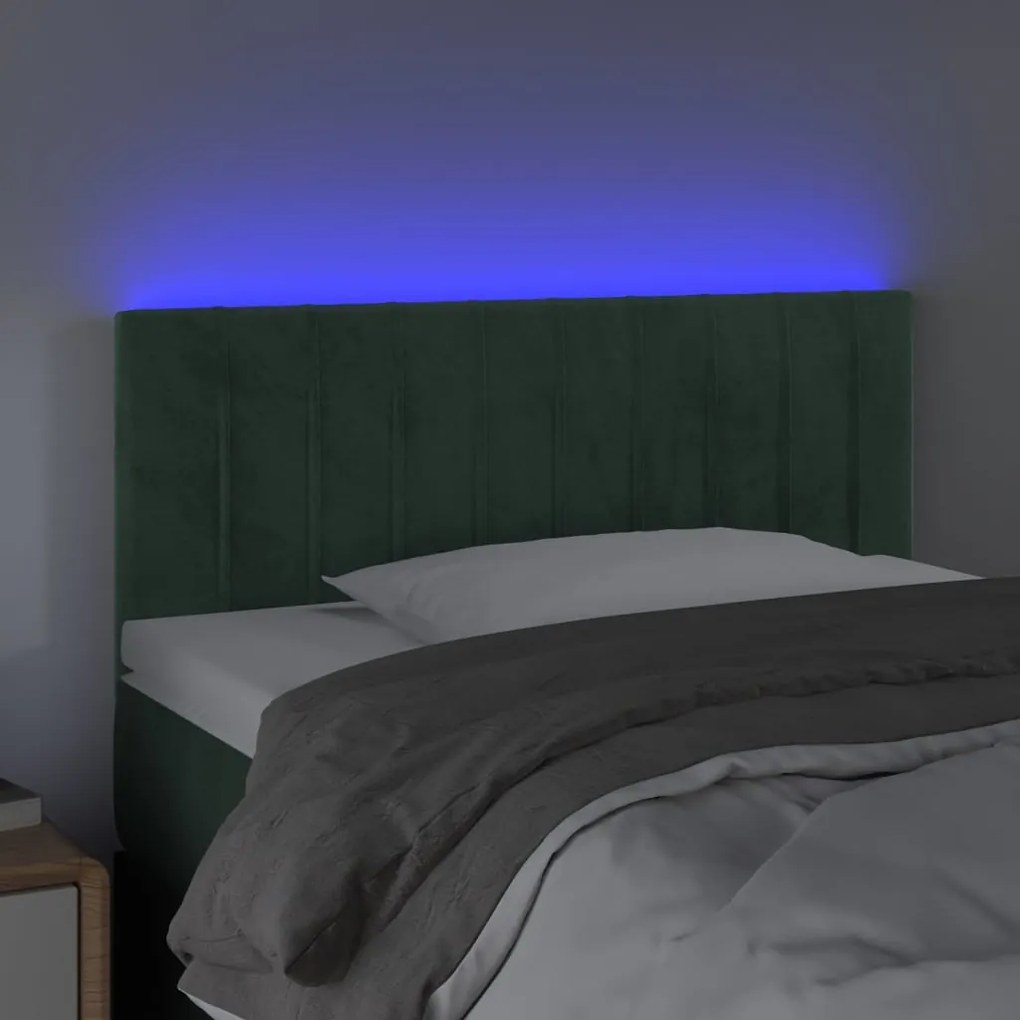 Κεφαλάρι Κρεβατιού LED Σκούρο Πράσινο 80x5x78/88 εκ. Βελούδινο 3121883