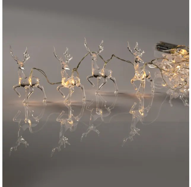 Λαμπάκια Σειρά Acrylic Πλαστικό Reindeer 10 LED Μπαταρίας 3xAA WW IP20 Διάφανο Καλώδιο X061011223 ACA-X061011223-Διάφανο X061011223