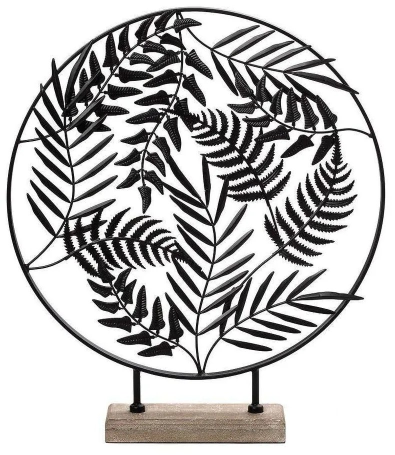 Διακοσμητικό Επιτραπέζιο Μαύρα Φύλλα 51cm Black ICY134 Espiel Metal