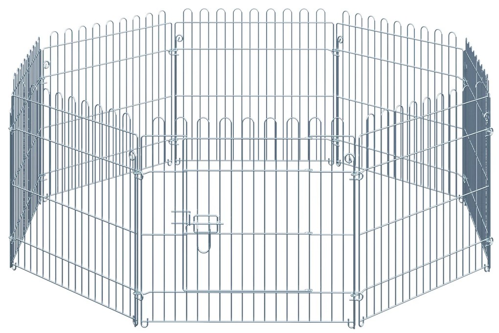 PawHut Περίφραγμα Εξωτερικού Χώρου για Κουτάβια Περίφραγμα Κουταβιών Πάρκο Κουταβιών Πλέγμα Κουταβιών για Ζώα 8 τεμάχια Π63 x Υ60 cm