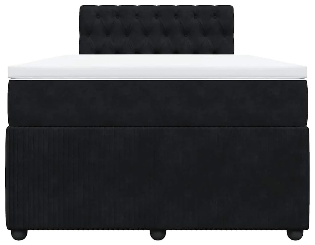 vidaXL Κρεβάτι Boxspring με Στρώμα Μαύρο 120 x 200 εκ. Βελούδινο