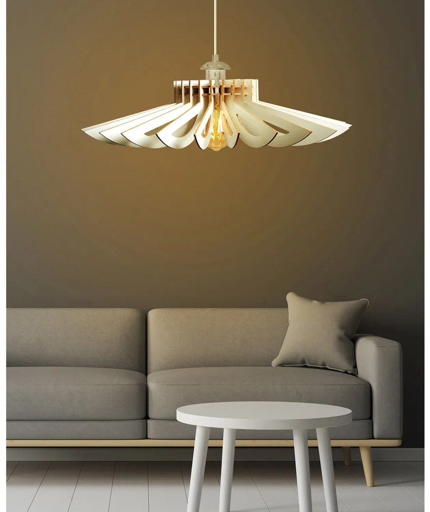 ΦΩΤΙΣΤΙΚΟ ΟΡΟΦΗΣ ΞΥΛΙΝΟ ΚΡΕΜΑΣΤΟ ΛΕΥΚΟ HM7348.02 Φ68x50Υ εκ.