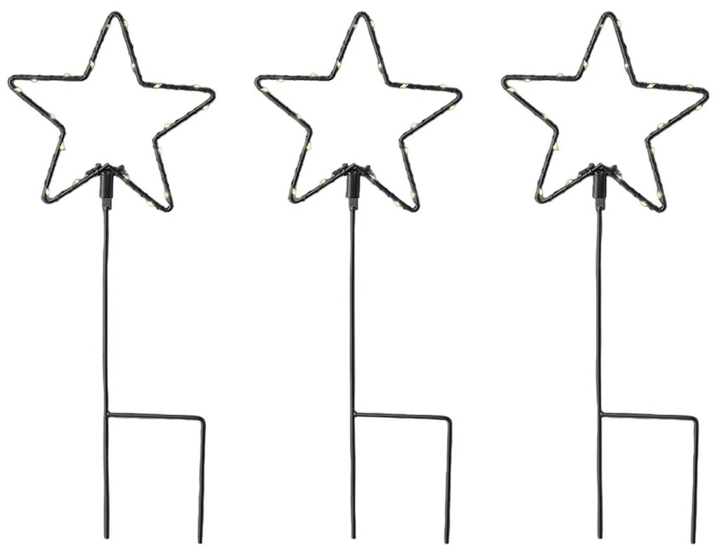 Σετ Πασσάλων κήπου LED Lumineo Χριστουγεννιάτικο στεφάνι Αστέρια Ø 15 x 42,5 cm MicroLED 3 Τεμάχια