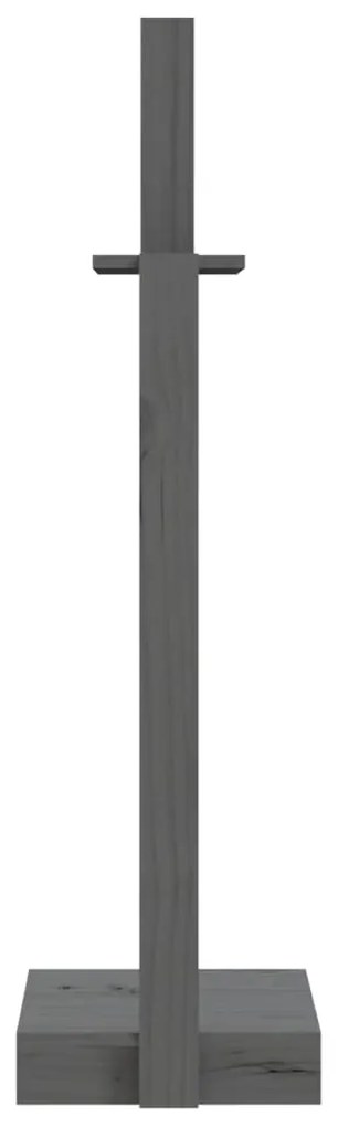 vidaXL Ξυλοθήκη Γκρι 33,5 x 30 x 110 εκ. από Μασίφ Ξύλο Πεύκου