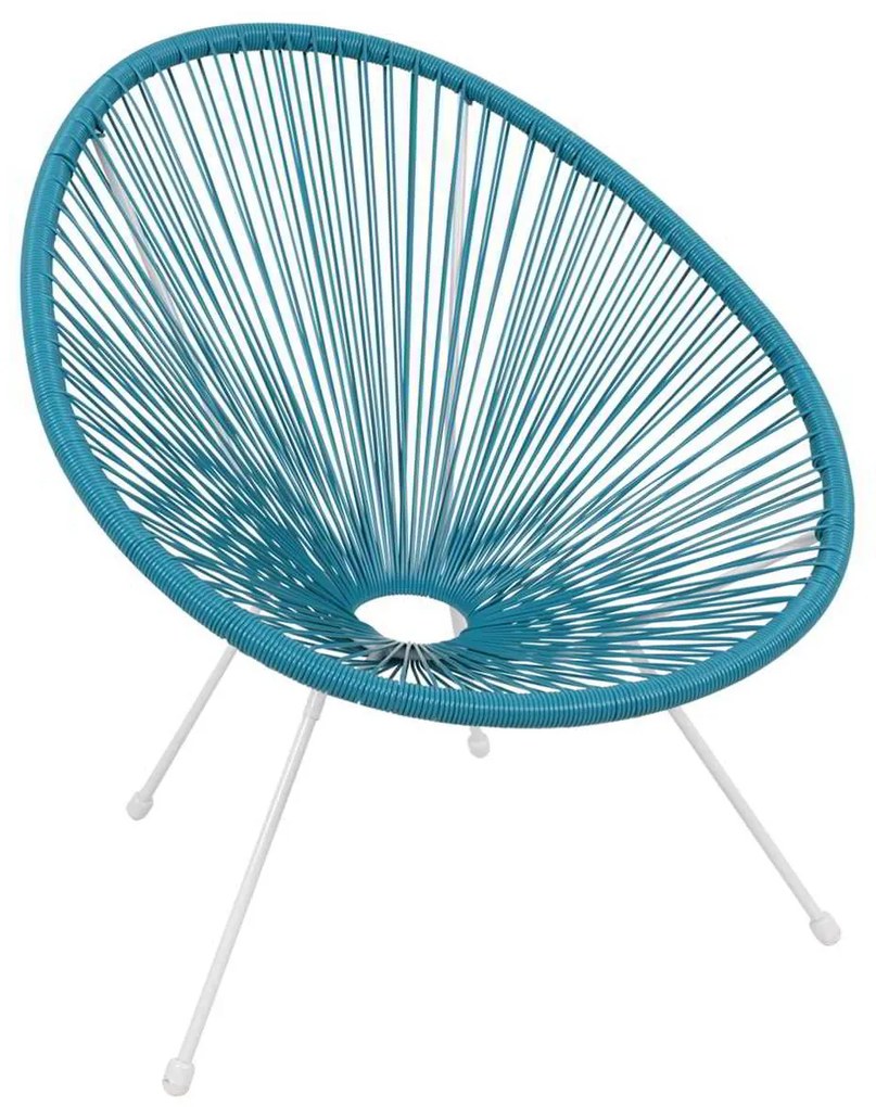 Ποληθρόνα Μεταλλική Άσπρη, ACAPULCO Plastic Rattan Μπλε 73x76x89cm