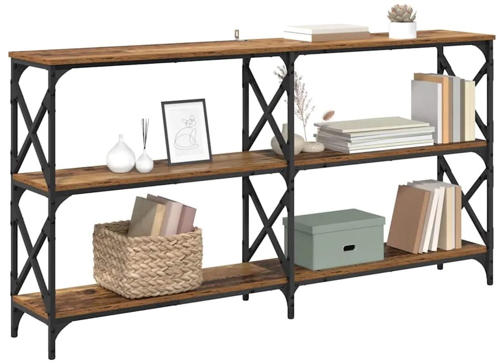 vidaXL Τραπέζι κονσόλας Παλιό ξύλο 156 x 28 x 80,5 εκ.