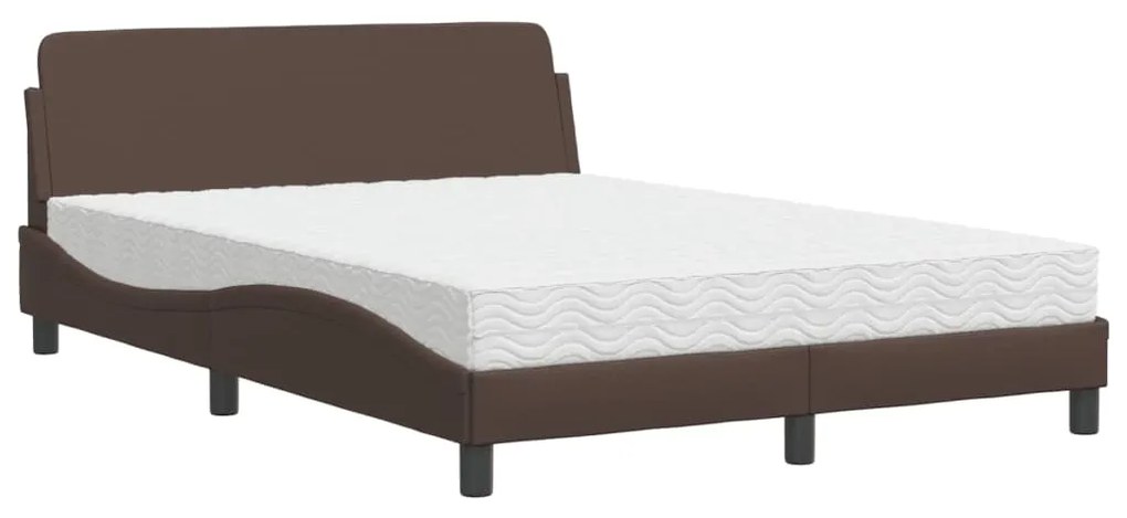 vidaXL Κρεβάτι με Στρώμα Καφέ 140x200εκ. από Συνθετικό Δέρμα