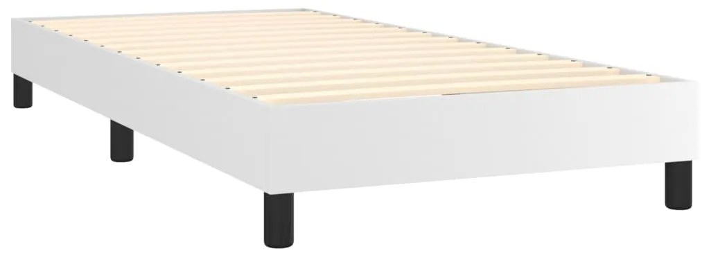 vidaXL Κρεβάτι Boxspring με Στρώμα & LED Λευκό 80x200 εκ. Συνθ. Δέρμα