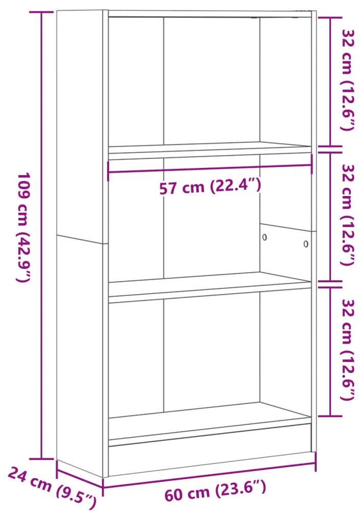 ΒΙΒΛΙΟΘΗΚΗ ΜΑΥΡΗ 60X24X109 ΕΚ. ΑΠΟ ΕΠΕΞΕΡΓΑΣΜΕΝΟ ΞΥΛΟ 857804