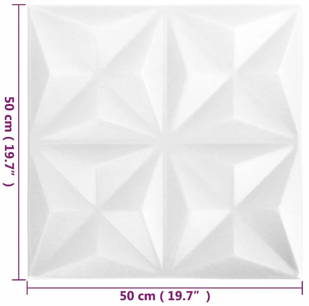 vidaXL Πάνελ Τοίχου 3D 24 τεμ. Λευκό Origami 50 x 50 εκ. 6 μ²