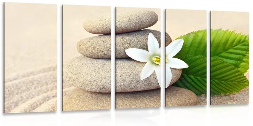 Εικόνα 5 μερών λουλούδι και πέτρες στην άμμο - 100x50