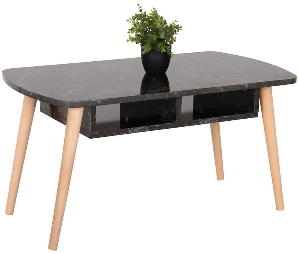 Τραπέζι Σαλονιού Sliven HM18178.02 90x50x47,5cm Marble Effect Black