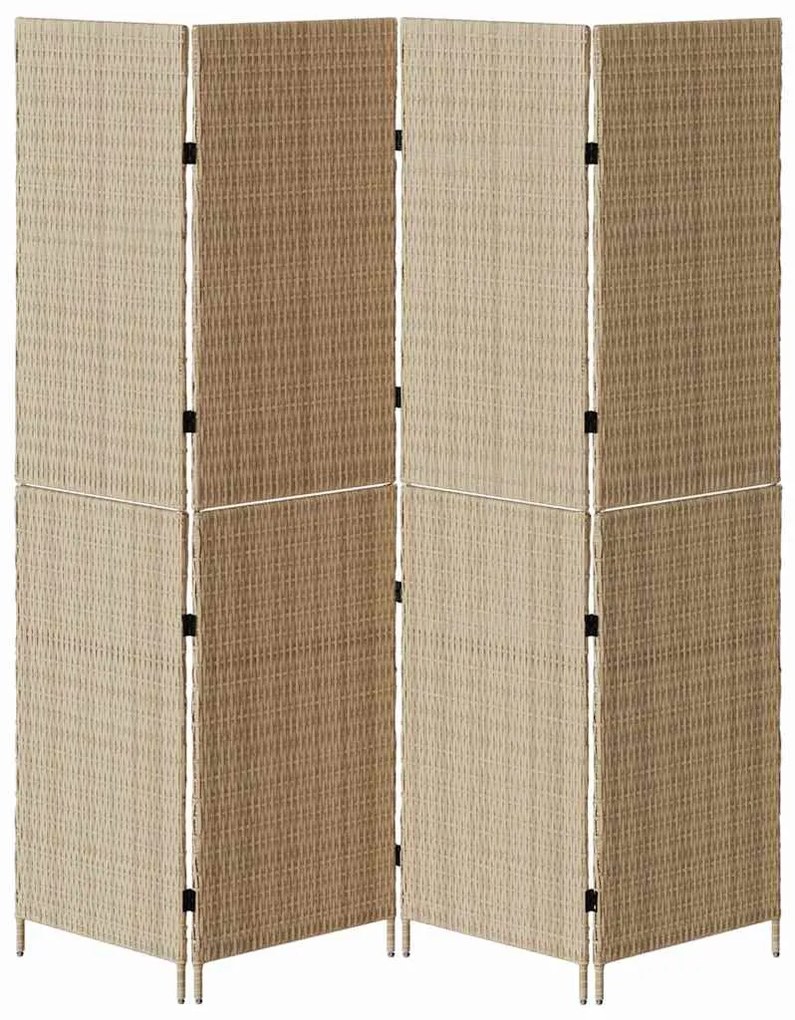 vidaXL Διαχωριστικό Δωματίου Μπεζ 196 x 180 cm συνθετικό ρατάν