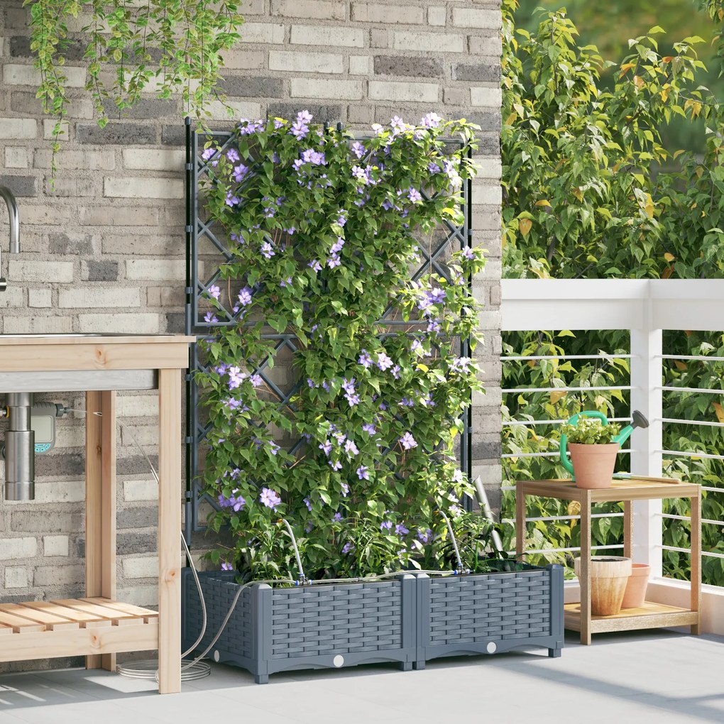 vidaXL Γλάστρες Κήπου 1 τεμ Ανοιχτό γκρι 80 x 40 x 126 cm Πλαστικό