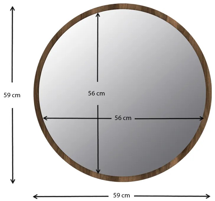 Καθρέπτης τοίχου Glob Μegapap χρώμα καρυδί 59x2x59εκ.