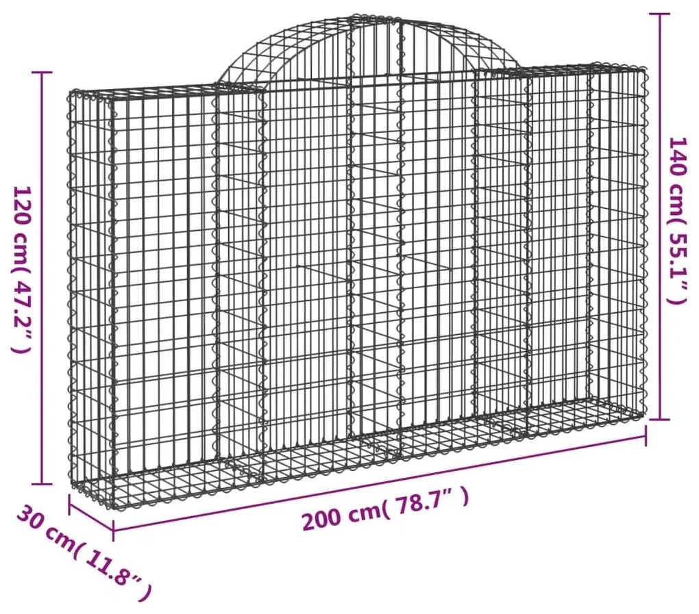 Συρματοκιβώτια Τοξωτά 20 τεμ. 200x30x120/140 εκ. Γαλβαν. Ατσάλι - Ασήμι