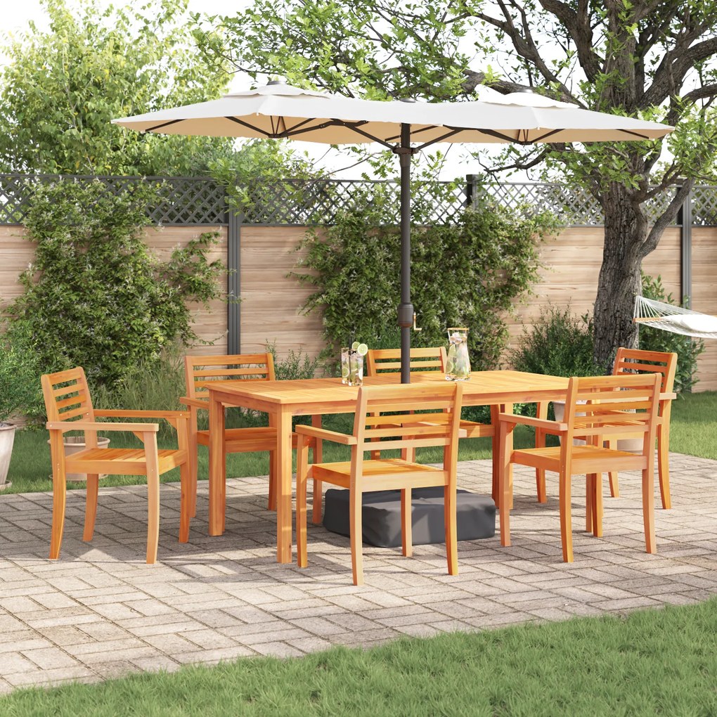vidaXL Σετ τραπεζαρίας κήπου 7 pcs Φυσικό 180 x 90 x 75 cm