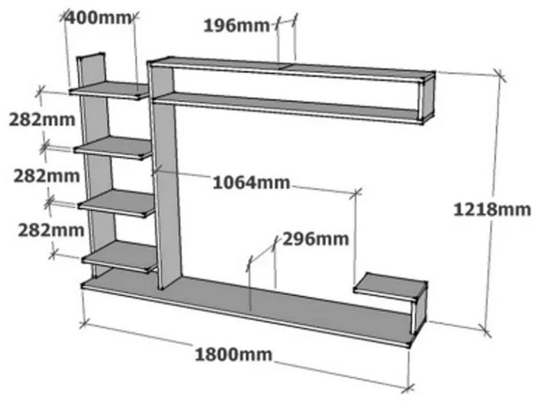 Σύνθετο σαλονιού επιτοίχιο Dilan λευκό 180x29,60x121,80 εκ. 180x29.6x121.8 εκ.