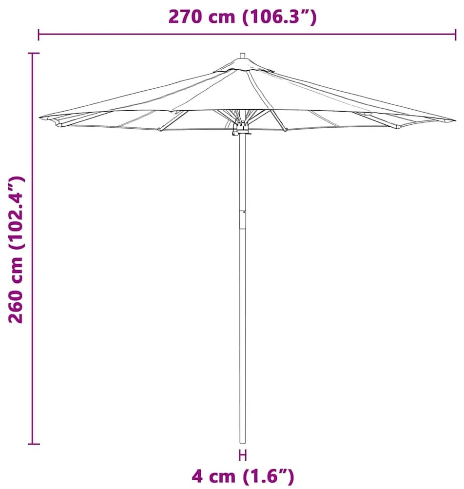 vidaXL Ομπρέλα Κήπου Σκούρο γκρι 270 x 270 x 260 εκ. Μπαμπού