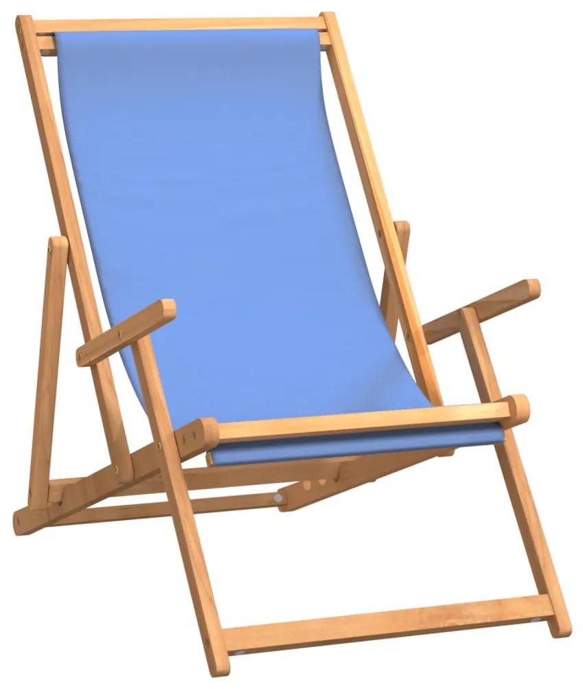 vidaXL Καρέκλα Παραλίας Πτυσσόμενη Μπλε από Μασίφ Ξύλο Teak