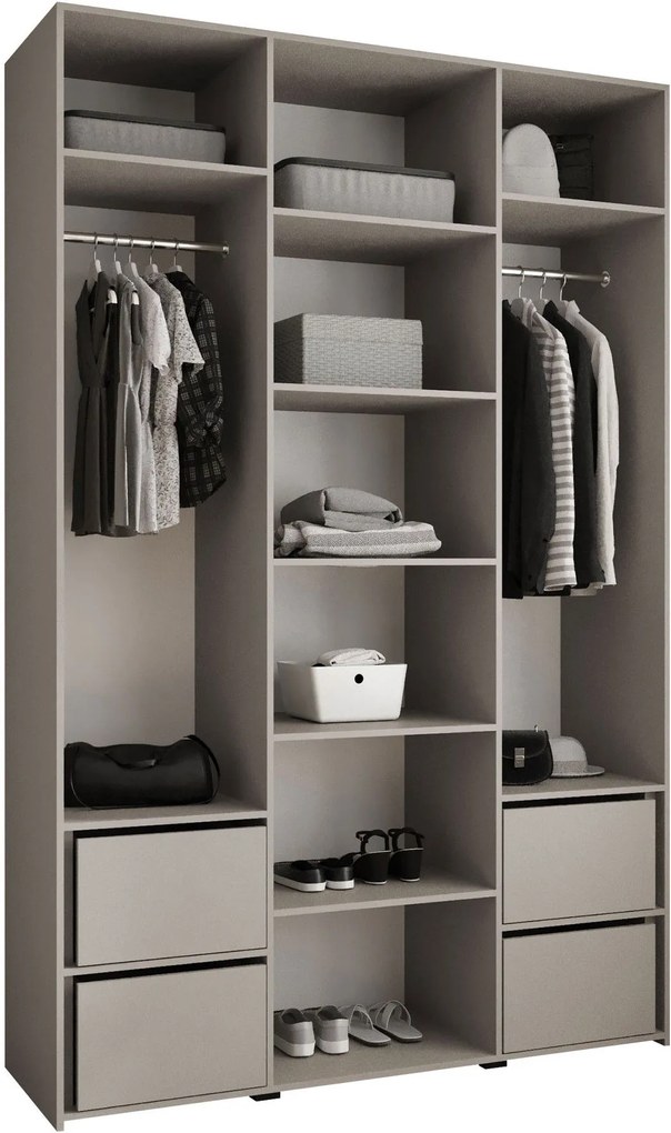 Ντουλάπα Como I 160 Τρίφυλλη-Cashmere - Χρυσό