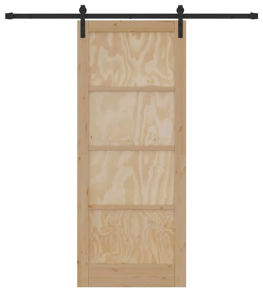 vidaXL Συρόμενη Πόρτα Φυσικό και μαύρο 86 x 211 cm