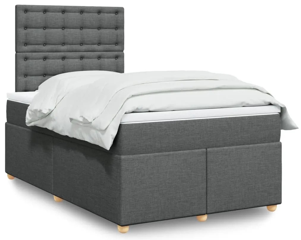 vidaXL Κρεβάτι Boxspring με Στρώμα Σκούρο Γκρι 120x190 εκ Υφασμάτινο