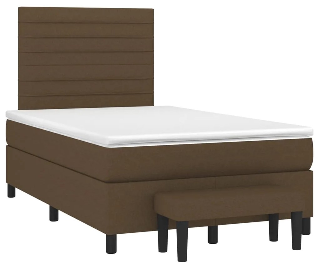 Κρεβάτι Boxspring με Στρώμα Σκούρο Καφέ 120x190 εκ Υφασμάτινο - Καφέ