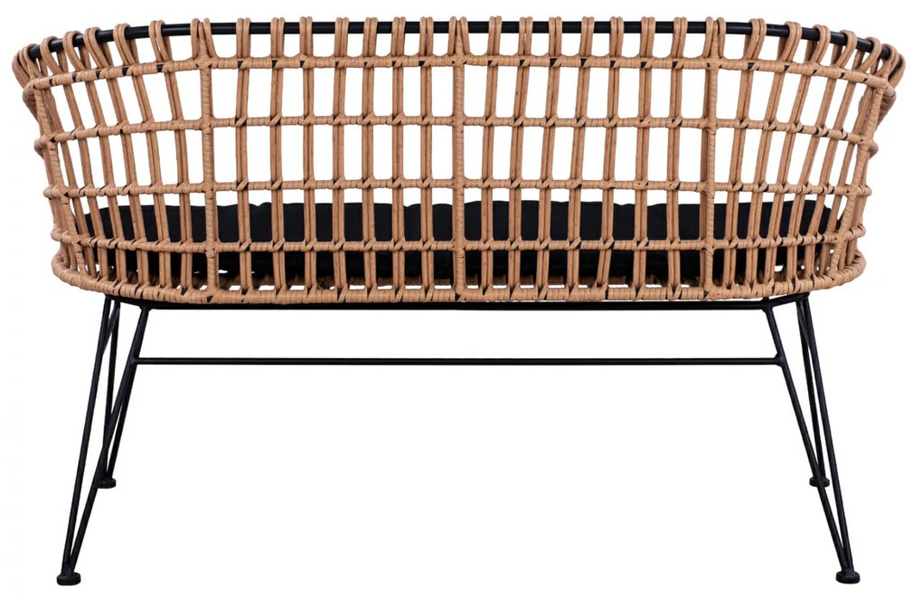 Καναπές Κήπου ArteLibre ARVENIUS Φυσικό/Μαύρο Rattan 124x57x77cm - 14510064