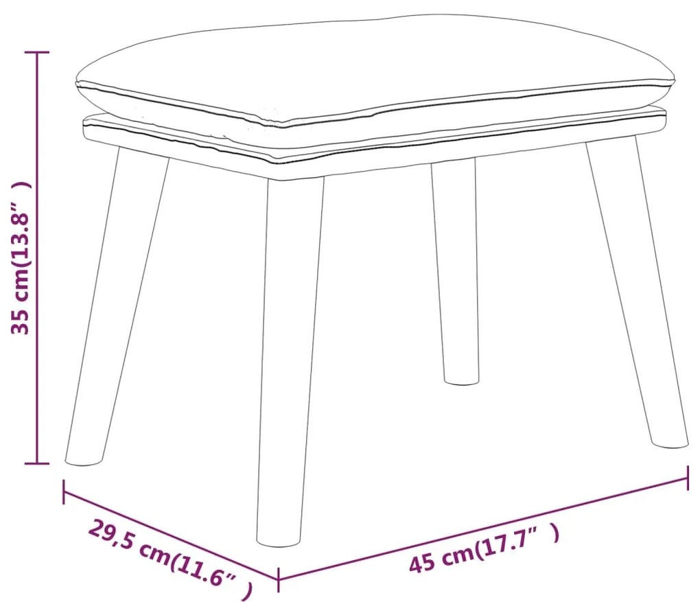 vidaXL Υποπόδιο Κρεμ 45 x 29,5 x 35 εκ. Υφασμάτινο