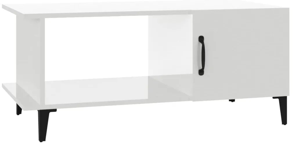 vidaXL Τραπεζάκι Σαλονιού Γυαλ. Λευκό 90x50x40 εκ. Επεξεργ. Ξύλο