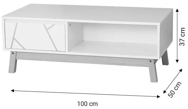 Τραπέζι σαλονιού Aria λευκό-φυσικό 100x50x37 εκ 100x50x37 εκ.