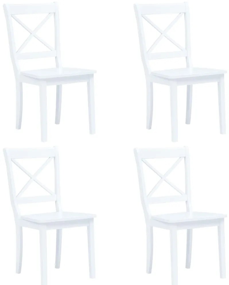 vidaXL Σετ Τραπεζαρίας 5 Τεμαχίων Λευκό Μασίφ Ξύλο Καουτσουκόδεντρου