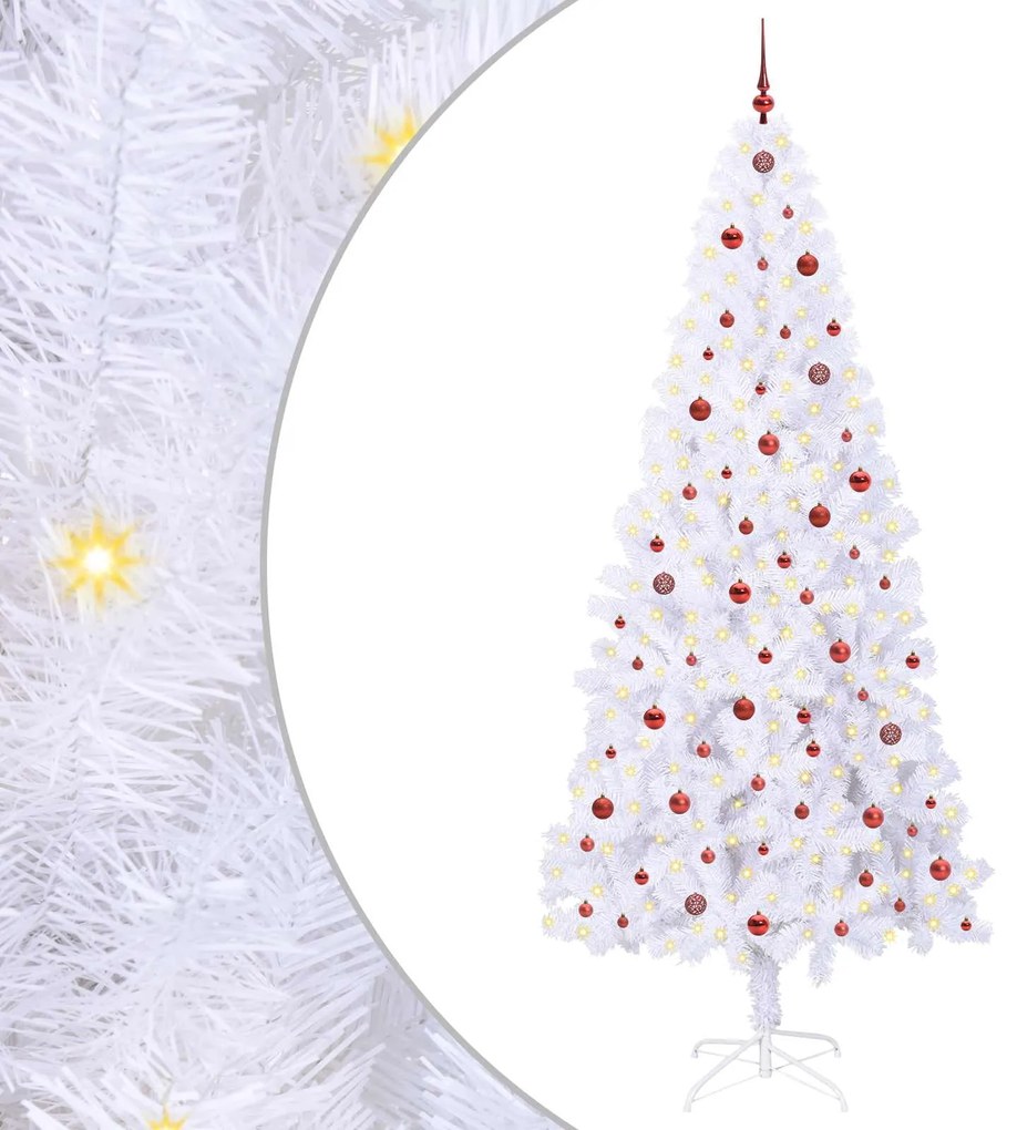 vidaXL Τεχνητό Χριστουγεννιάτικο Δέντρο Λευκό 240 cm PVC και Ατσάλι
