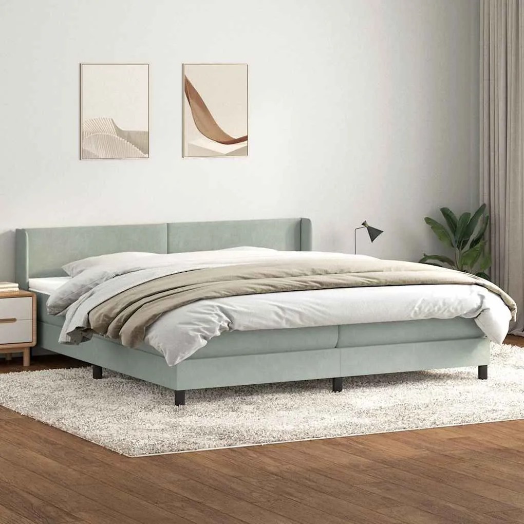 BOX SPRING ΚΡΕΒΑΤΙ ΜΕ ΣΤΡΩΜΑ ΑΝΟΙΧΤΟ ΓΚΡΙ 200X220 ΕΚ. ΒΕΛΟΥΔΙΝΟ 3318003