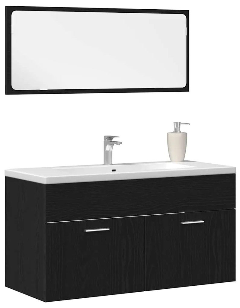 vidaXL Σετ Επίπλων Μπάνιου 2 pcs Μαύρη Οξυά Επεξεργασμένο ξύλο