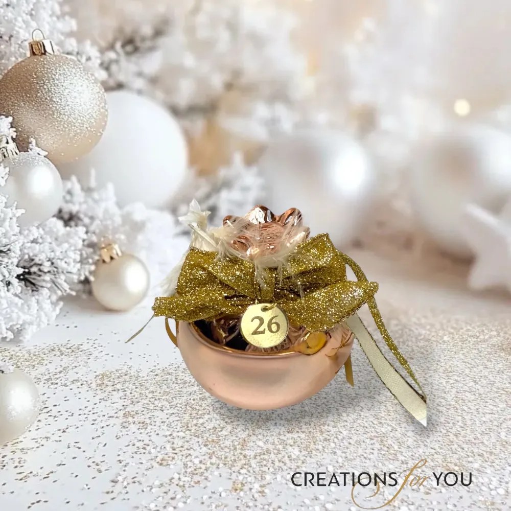 Κεραμικό ρόδι ροζ χρυσό με λευκή και χρυσ΄ή διακόσμηση