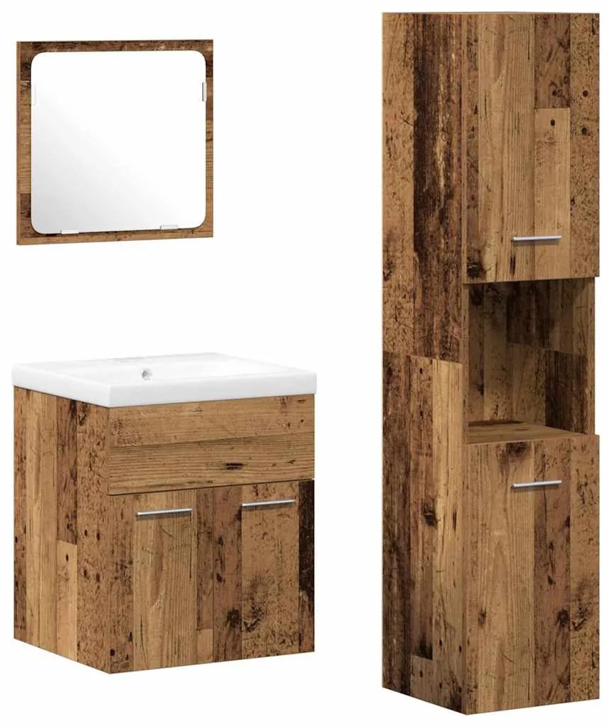 vidaXL Σύνθεση Μπάνιου Επιτοίχιο 4 pcs Παλιό Ξύλο 41 x 38.5 x 46 cm