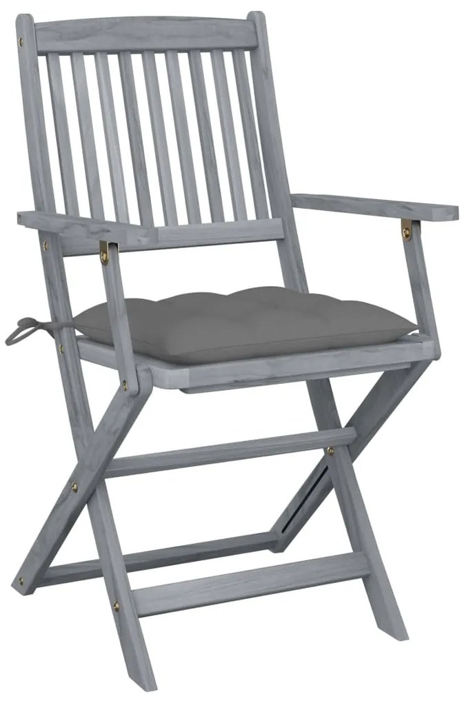 vidaXL Καρέκλες Εξωτ. Χώρου Πτυσσόμενες 6 τεμ Ξύλο Ακακίας & Μαξιλάρια