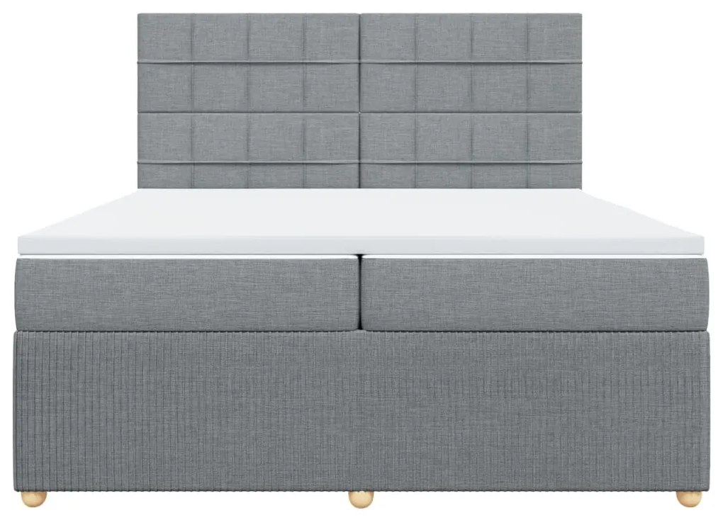 vidaXL Κρεβάτι Boxspring με Στρώμα Ανοιχτό Γκρι 200x200 εκ. Υφασμάτινο