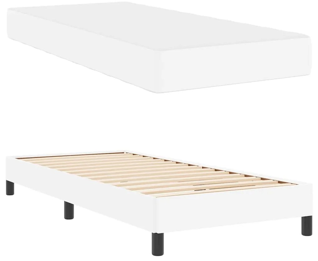 vidaXL Κρεβάτι με στρώμα Καθαρό Λευκό 100 x 200 cm Τεχνητό δέρμα
